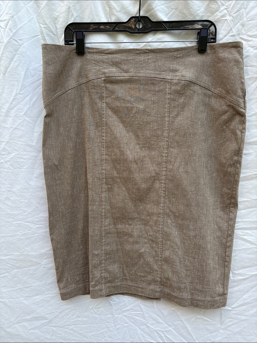 Karen Kane Brown Linen-Blend Pencil Skirt